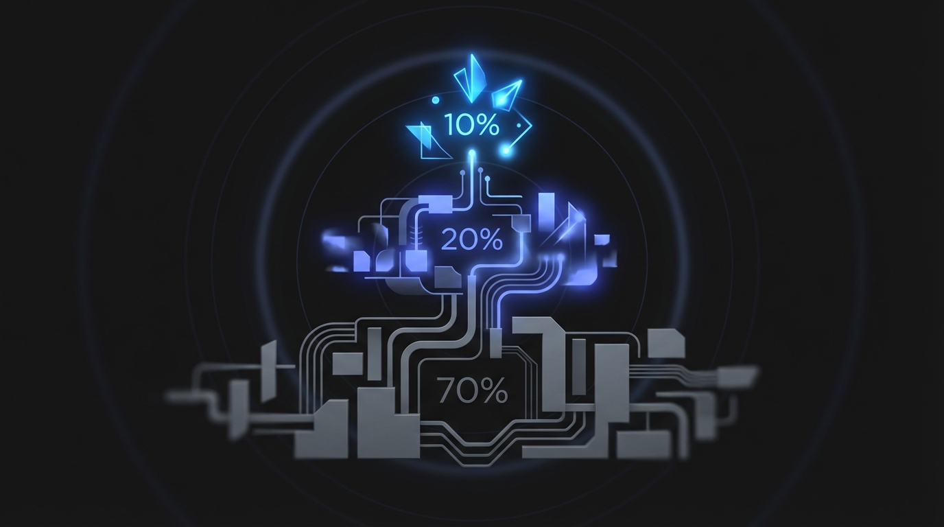 Abstract visualization of a balanced event portfolio - different sized nodes arranged in strategic clusters