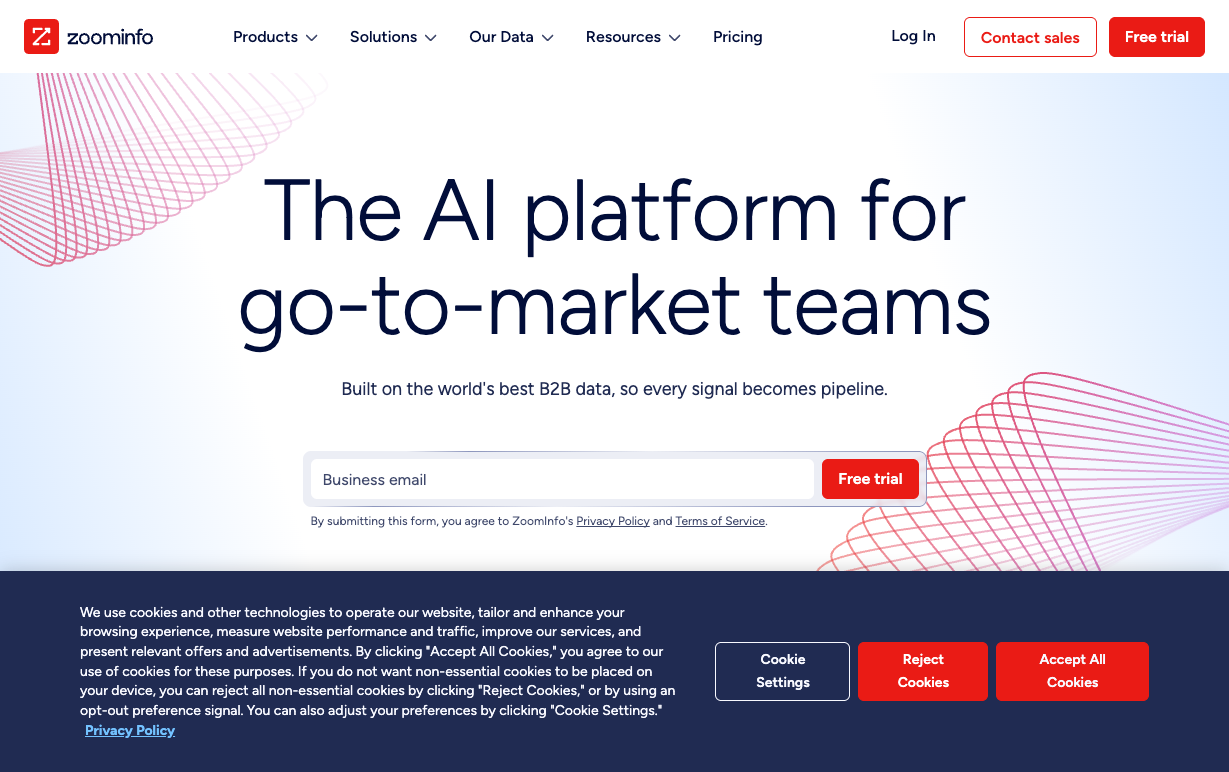 ZoomInfo homepage