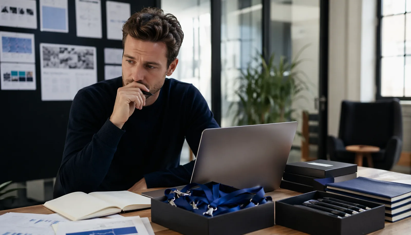 Founder reviewing response signals before deciding whether to attend a trade show