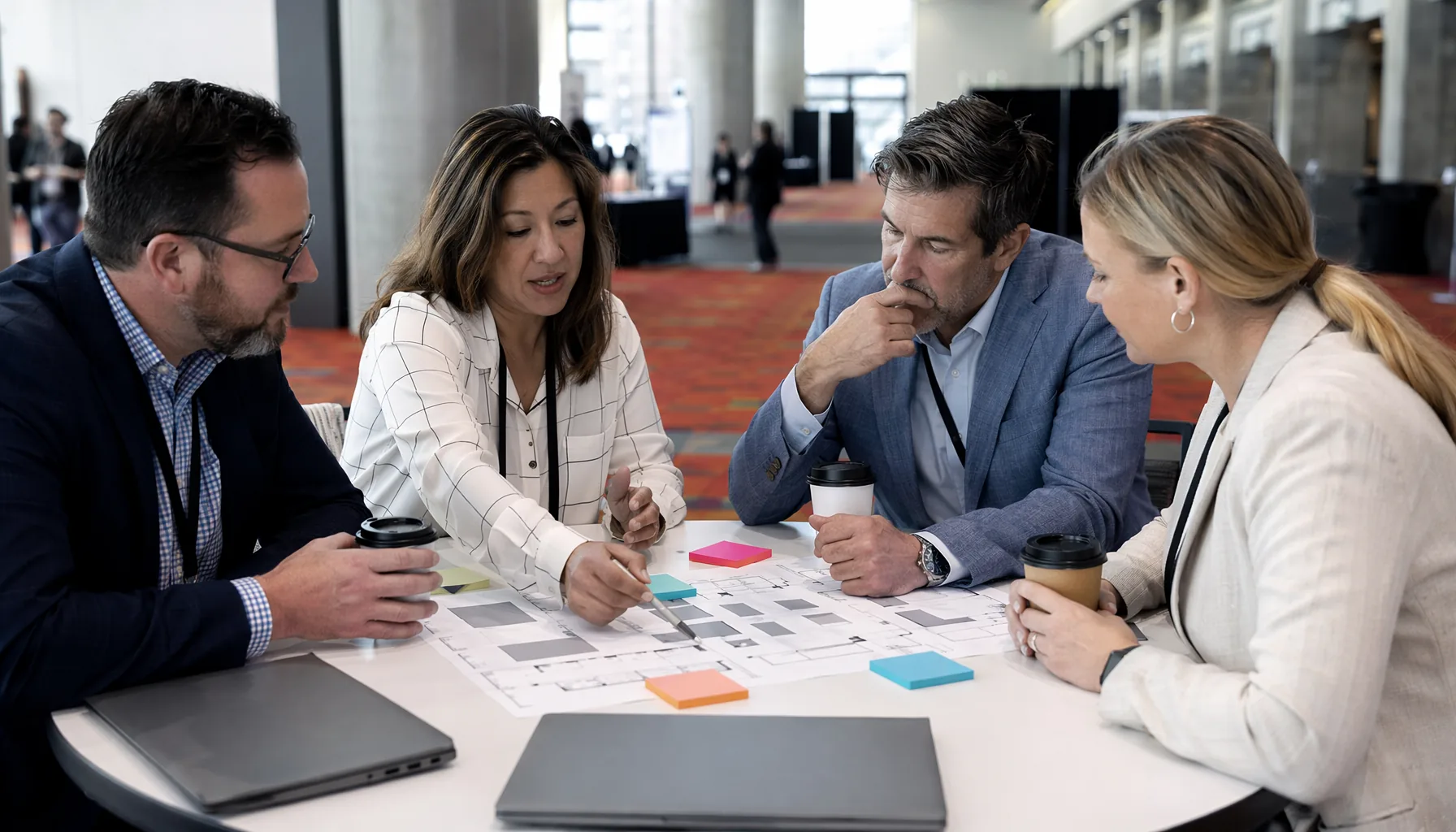 A B2B team comparing target companies before a trade show opens