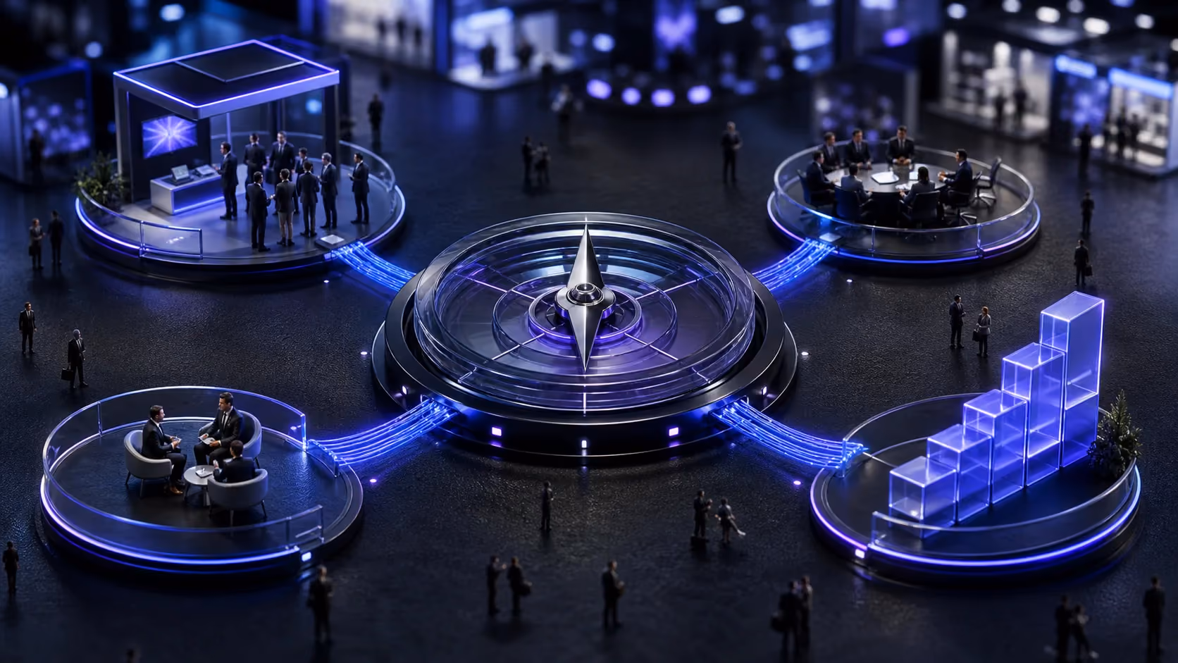 Event strategy compass connecting trade show goals, meetings, decisions and measurable outcomes