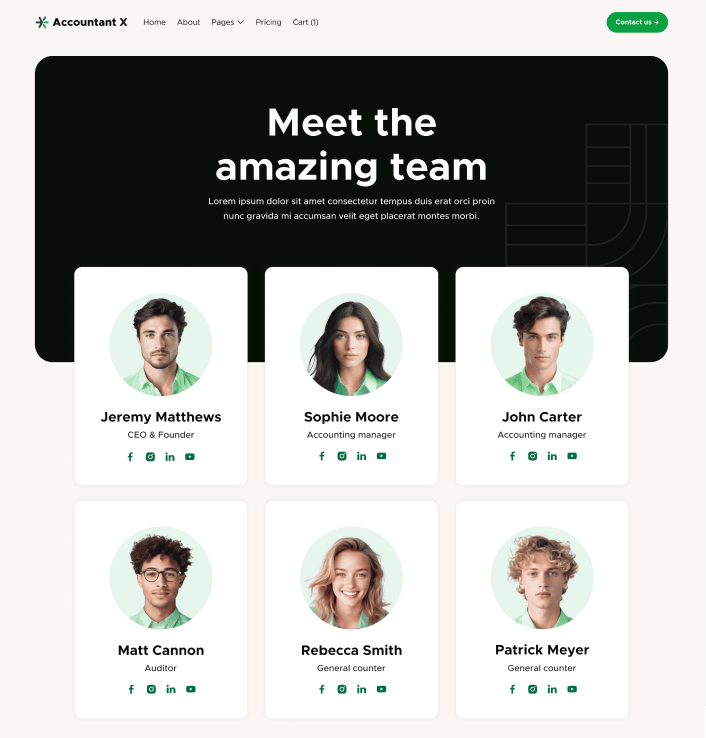 Accountant X - Team Main Page - Accountant Webflow Template