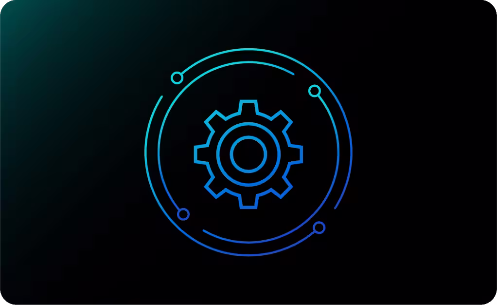 Gear and orbit icon representing flexible, efficient canning machine operation for craft beverage makers