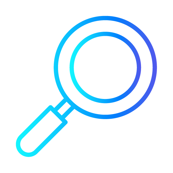 Magnifying glass icon with data line representing detailed data being captured on every can for tracking and can management.