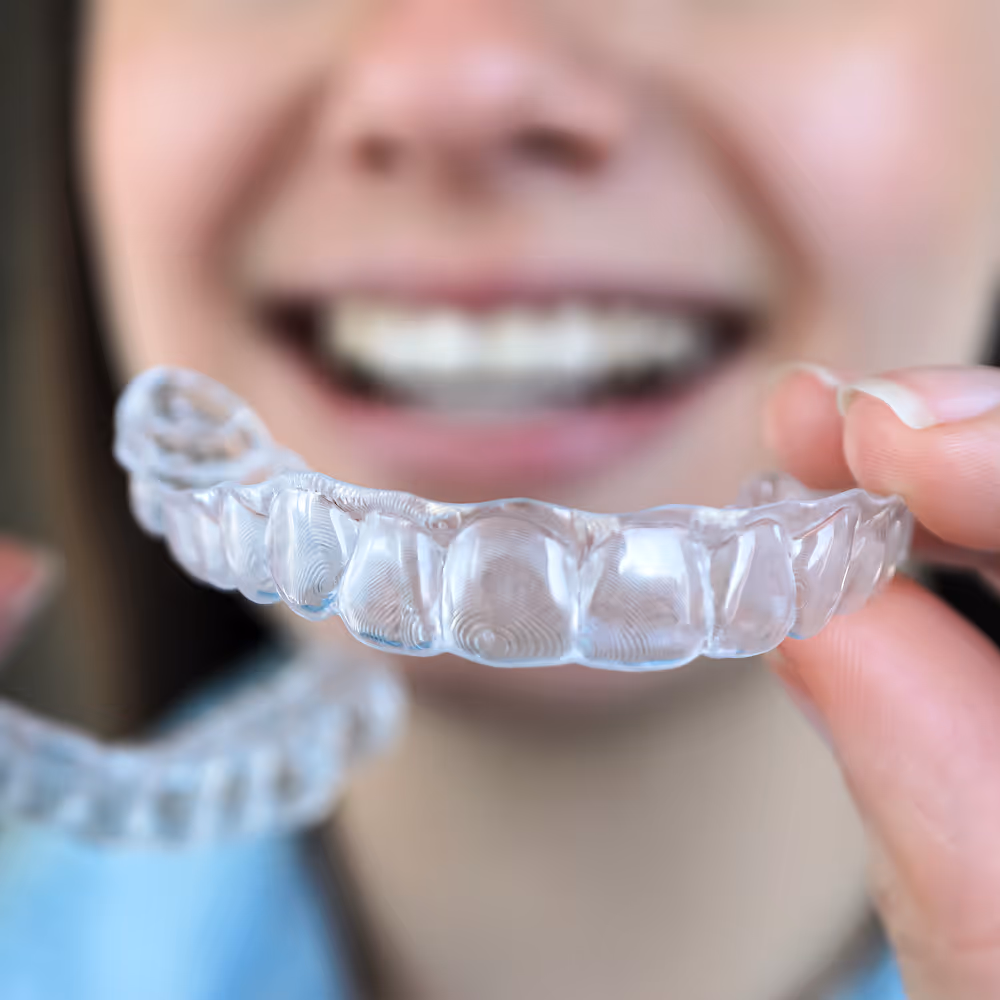 Close-up of a custom dental night guard used to prevent teeth grinding and clenching