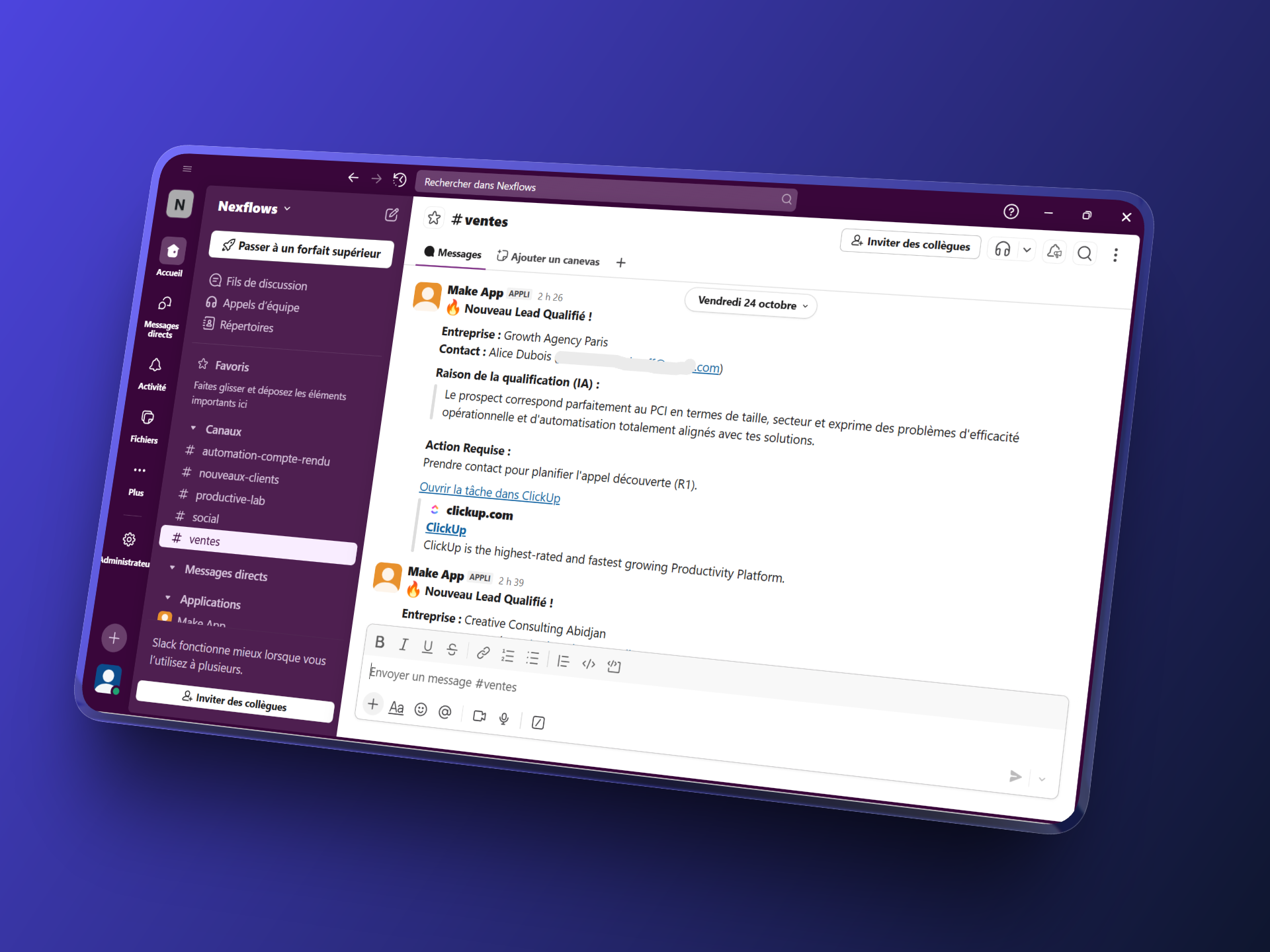 Workflow d'automatisation CRM pour la qualification de leads agence.