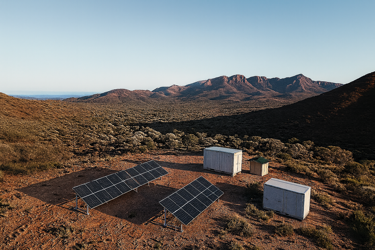 solar-powered storage units in outdoor setting