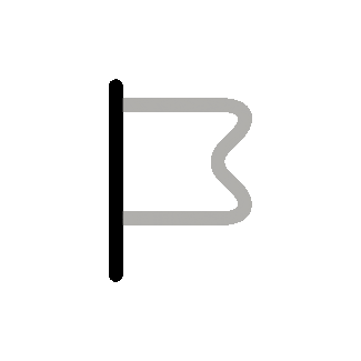 Animated icon of a black vertical flagpole with a waving gray flag on a solid gray background.