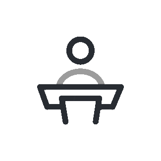 Icon of a person standing behind a podium giving a speech.
