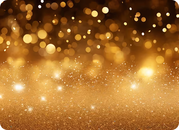 Gold glitter and bokeh lights background with sparkling particles.
