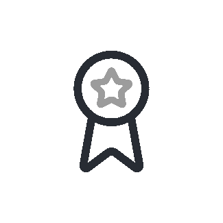 Icon of an award ribbon with a star in the center.