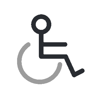 Wheelchair accessibility icon depicting a person seated in a wheelchair.