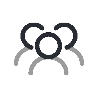 Icon of three people figures representing a group or community.