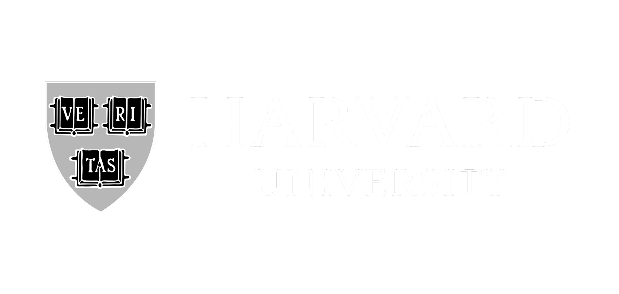 Harvard University shield with three open books displaying the word 'VERITAS' alongside the text 'HARVARD UNIVERSITY'.