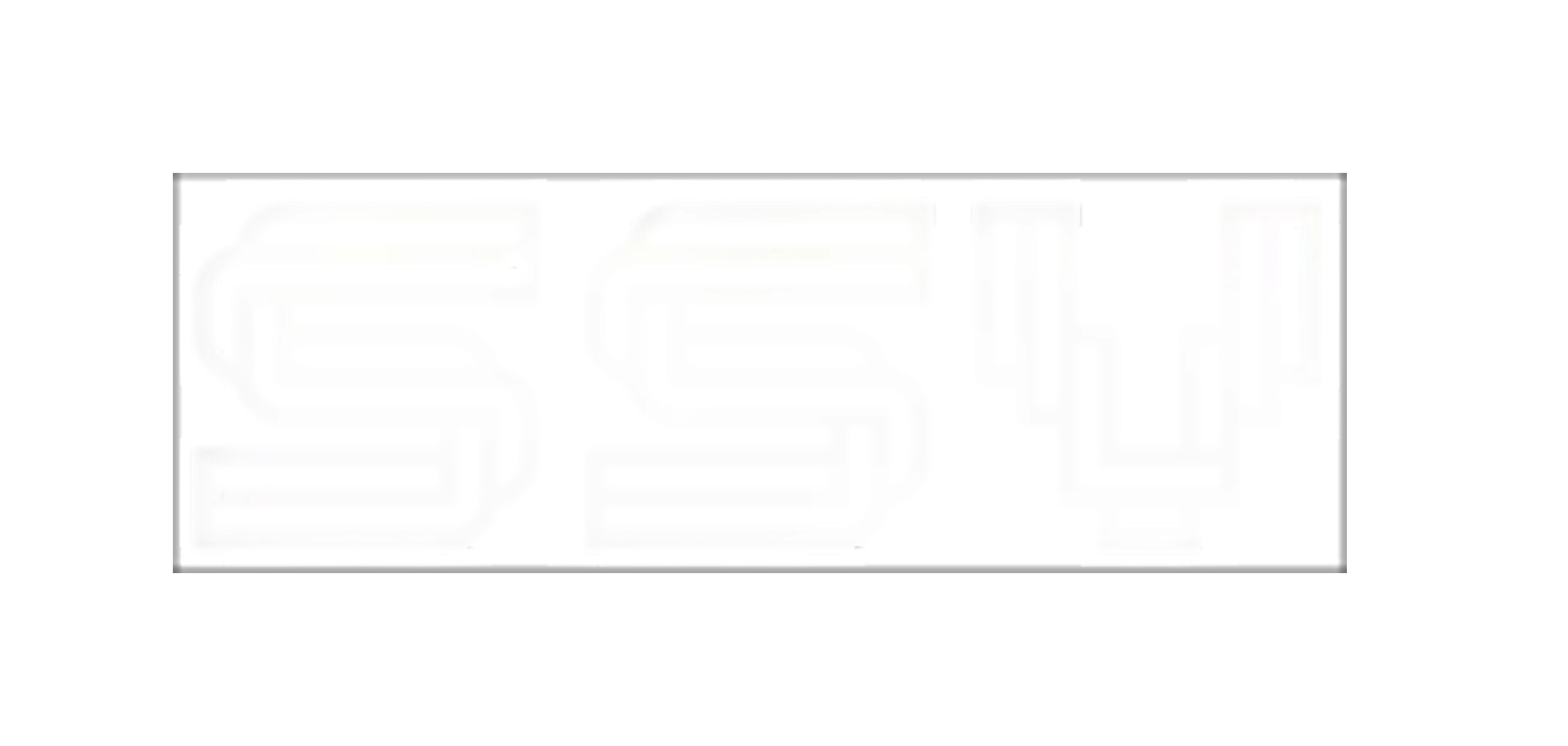 Stylized white letters 'SSV' with a geometric, layered design on a black background.