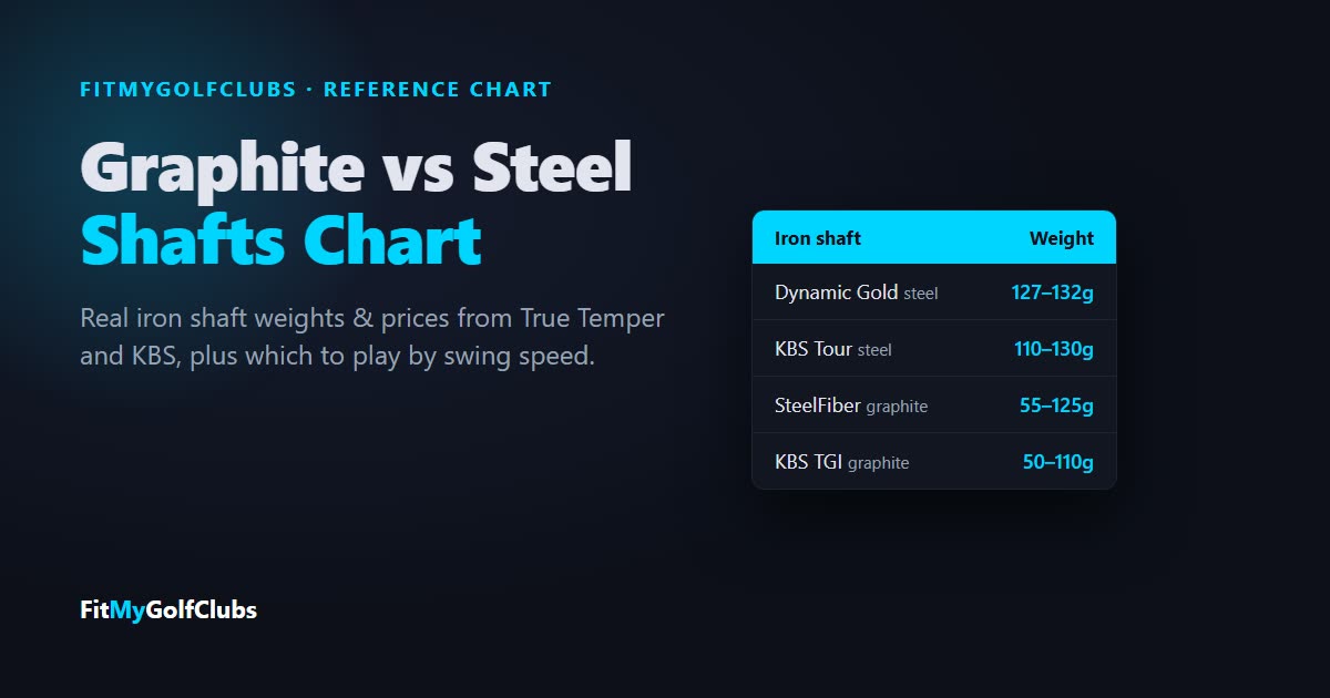Graphite vs steel shafts chart: iron shaft weights from True Temper and KBS spec tables