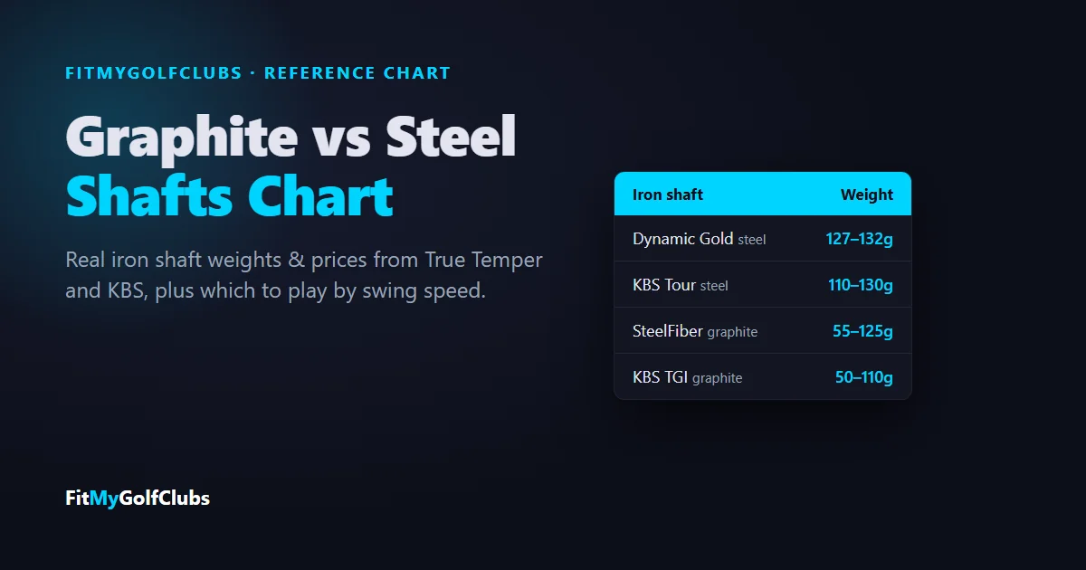 Graphite vs steel shafts chart: iron shaft weights from True Temper and KBS spec tables
