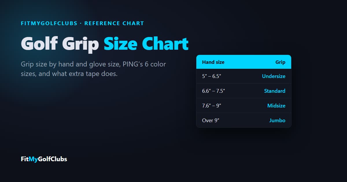 Golf grip size chart: undersize, standard, midsize and jumbo grips by hand size