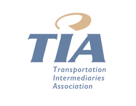 Logo of Transportation Intermediaries Association with stylized gold swoosh above blue letters TIA and full name below.