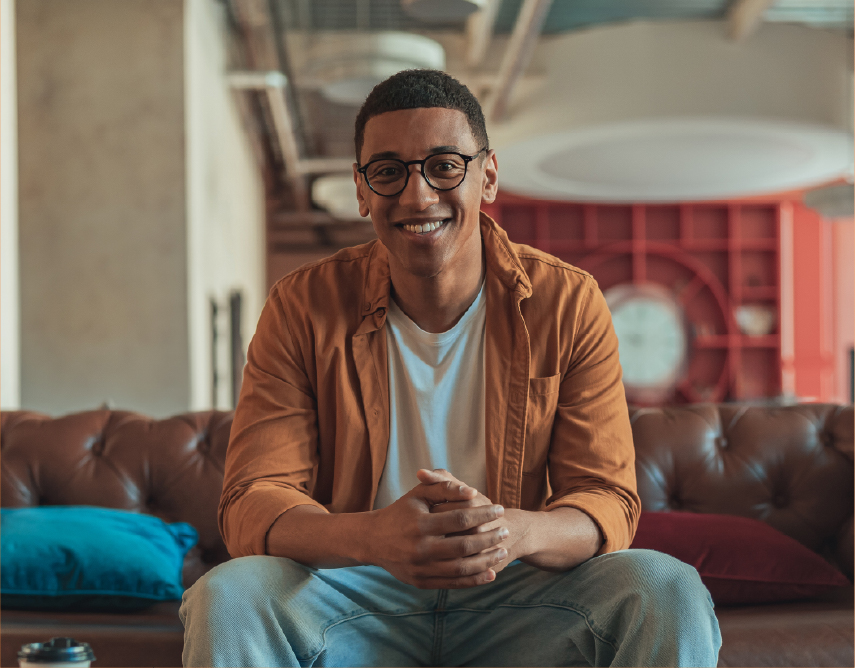 Person sat on a couch