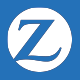 Blaues rundes Züricher Versicherungen Logo mit weißem Hintergrund und einem stilisierten weißen Buchstaben Z in der Mitte.