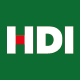 HDI Logo in weißen Buchstaben mit grünem Hintergrund.