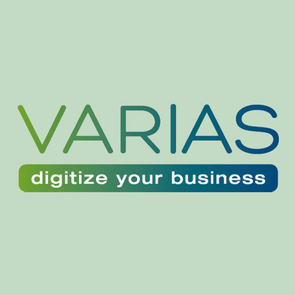 VARIAS Logo Schriftzug mit dem Slogan Digitize your business darunter.