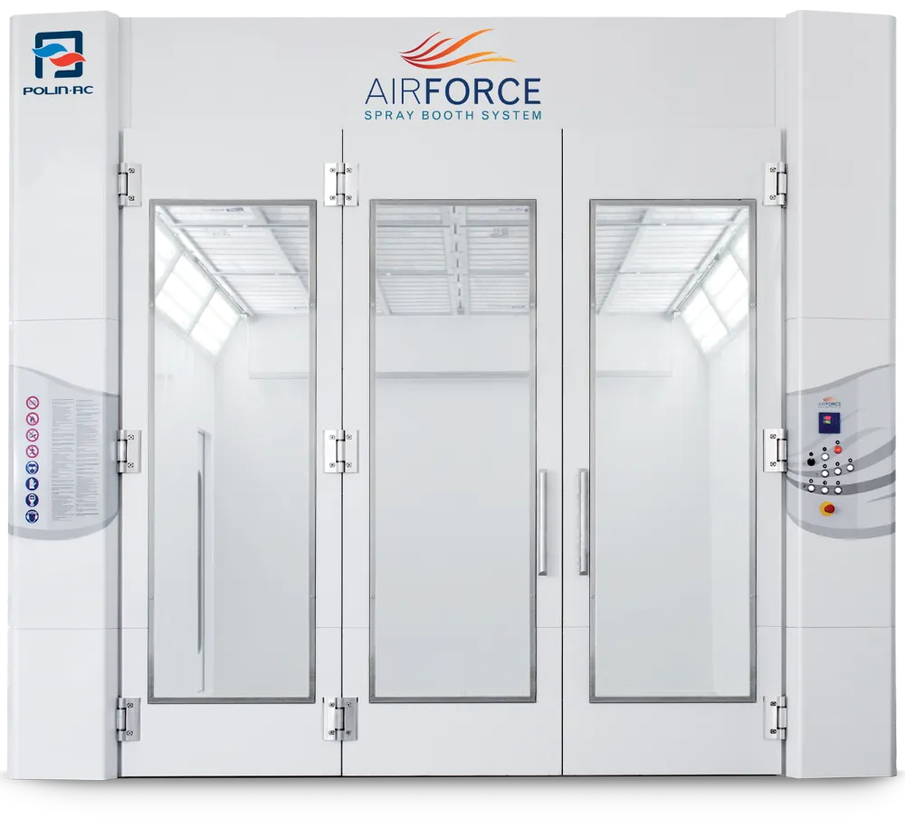 AirForce-maalauskammion ovet ja tasainen valaistus