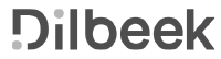 Het logo van Dilbeek met zwarte letters en stippen.