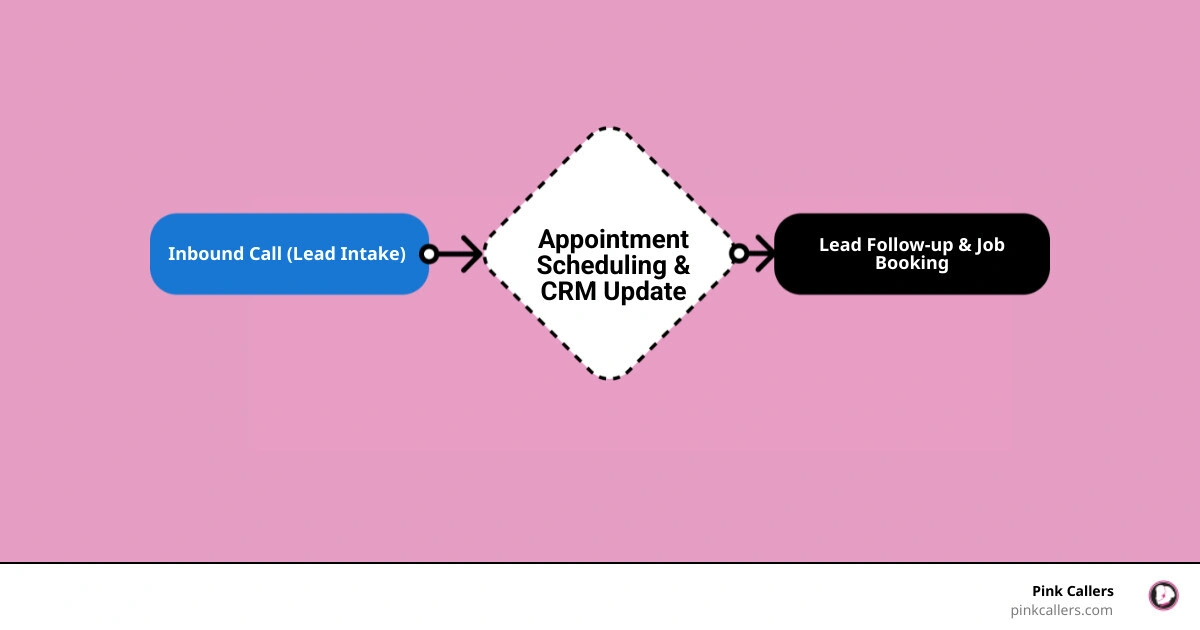 BPO lifecycle for home service contractors showing intake call to scheduling to CRM update to follow-up - business process BPO lifecycle for home service contractors showing intake call to scheduling to CRM update to follow-up - business process