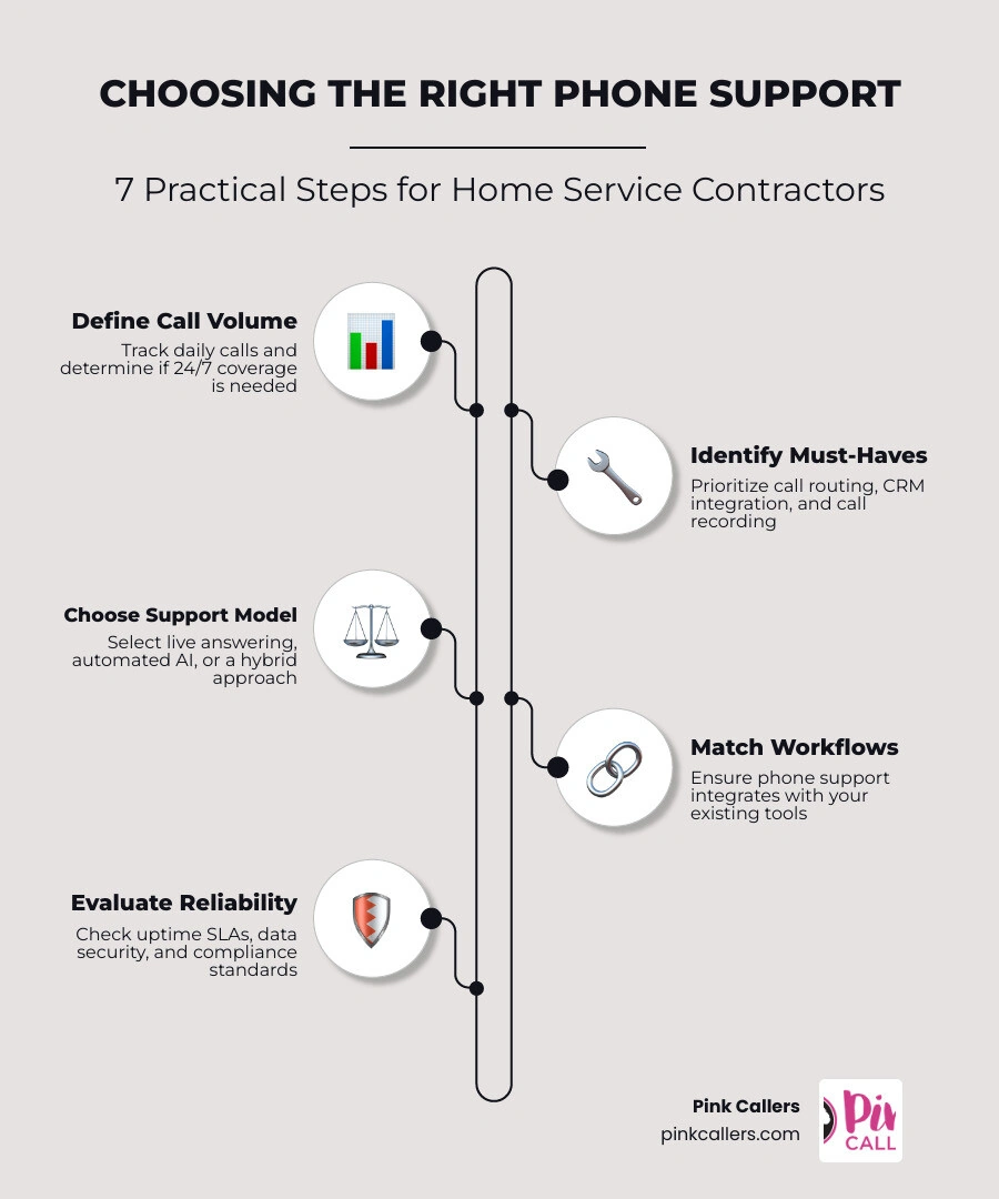 Steps to choose the right phone support for a home service business infographic infographic Steps to choose the right phone support for a home service business infographic infographic