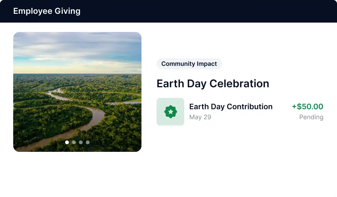 Screenshot of product showing an employee giving opportunity