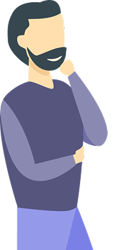 Illustration eines Mannes, der seine Hand an sein Kinn legt.