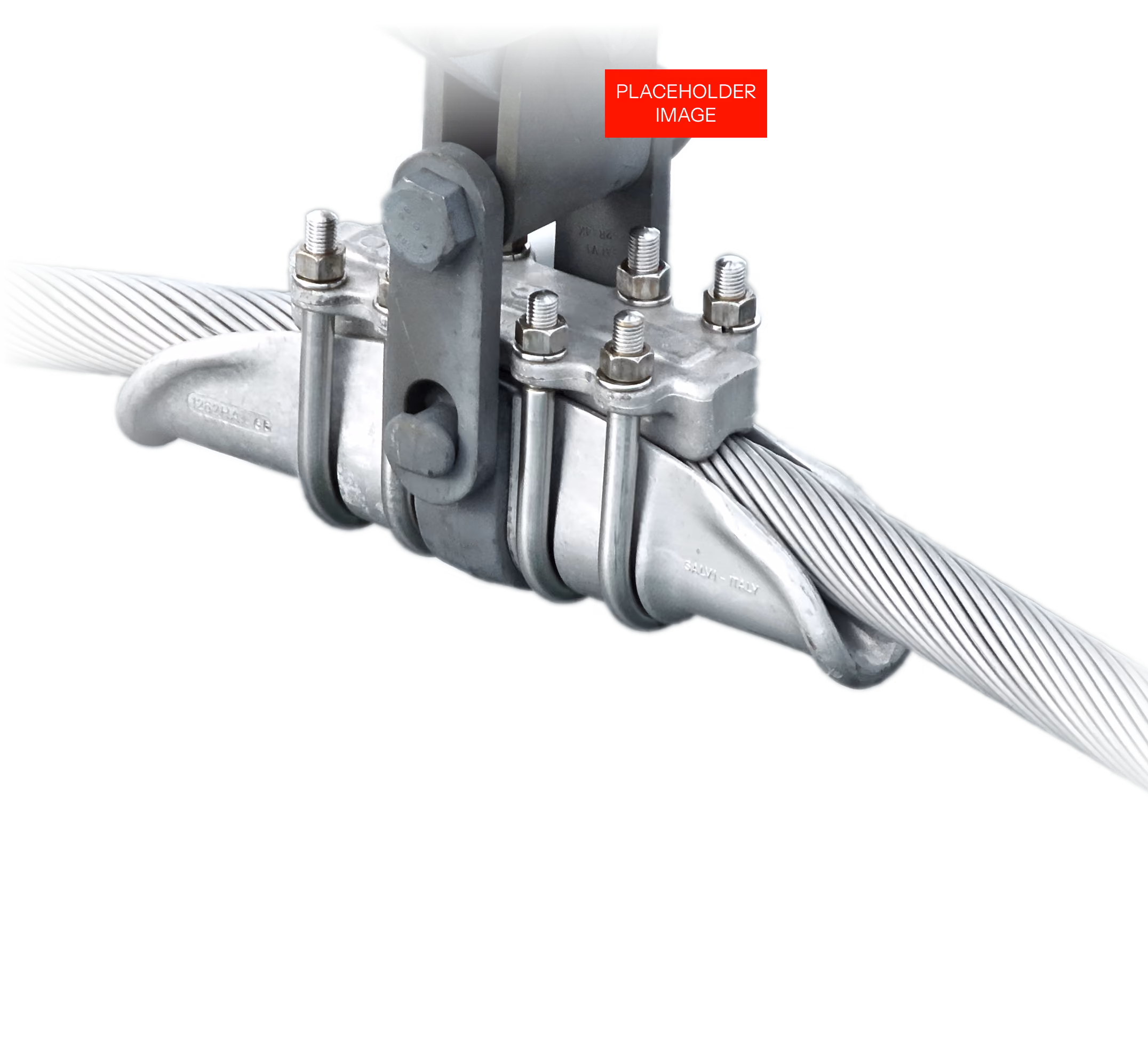 Suspension clamp with armor rods on a transmission conductor