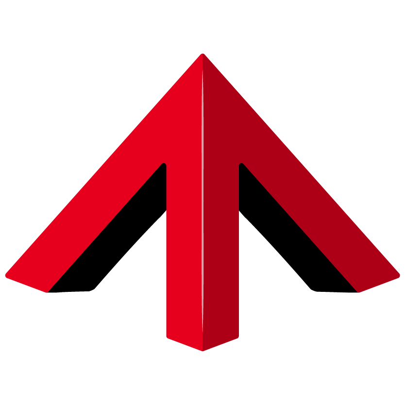 Archer's three-dimensional arrow logo pointing upward with red and dark red sides and black triangular cutouts on each side.