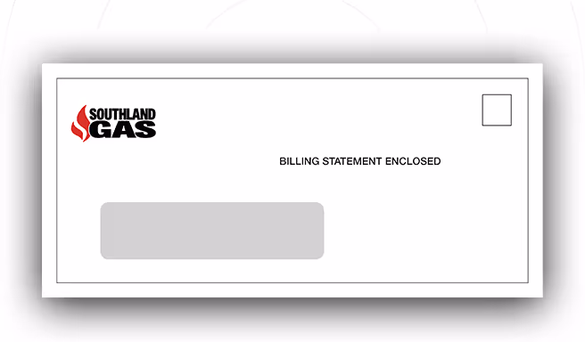 White envelope with Southland Gas logo and text 'BILLING STATEMENT ENCLOSED' in center.