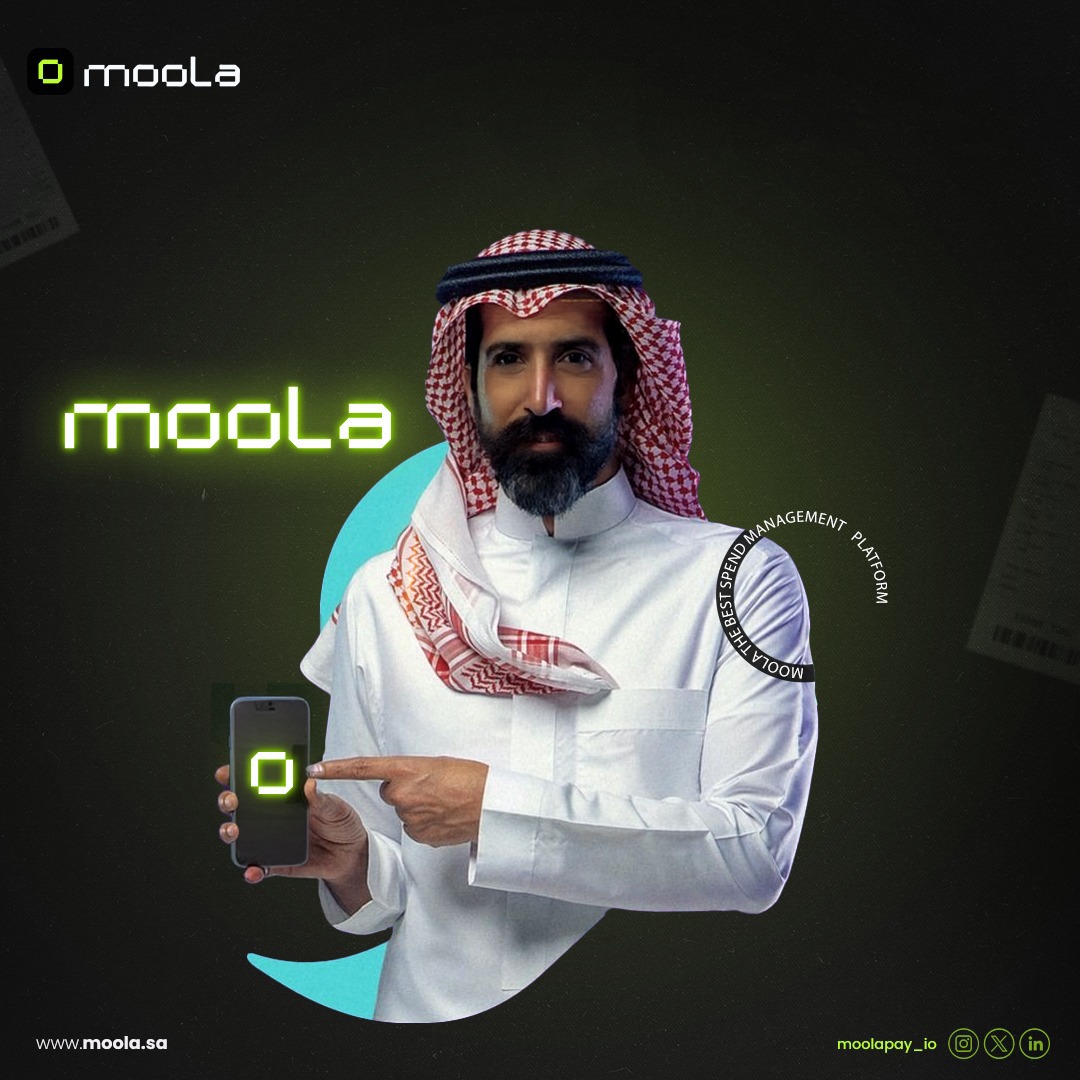 Hands holding a tablet displaying financial data with text highlighting how Bayt Al Jaleed cut manual expense work by 80% and boosted financial transparency by 90% using Moola in 12 weeks.