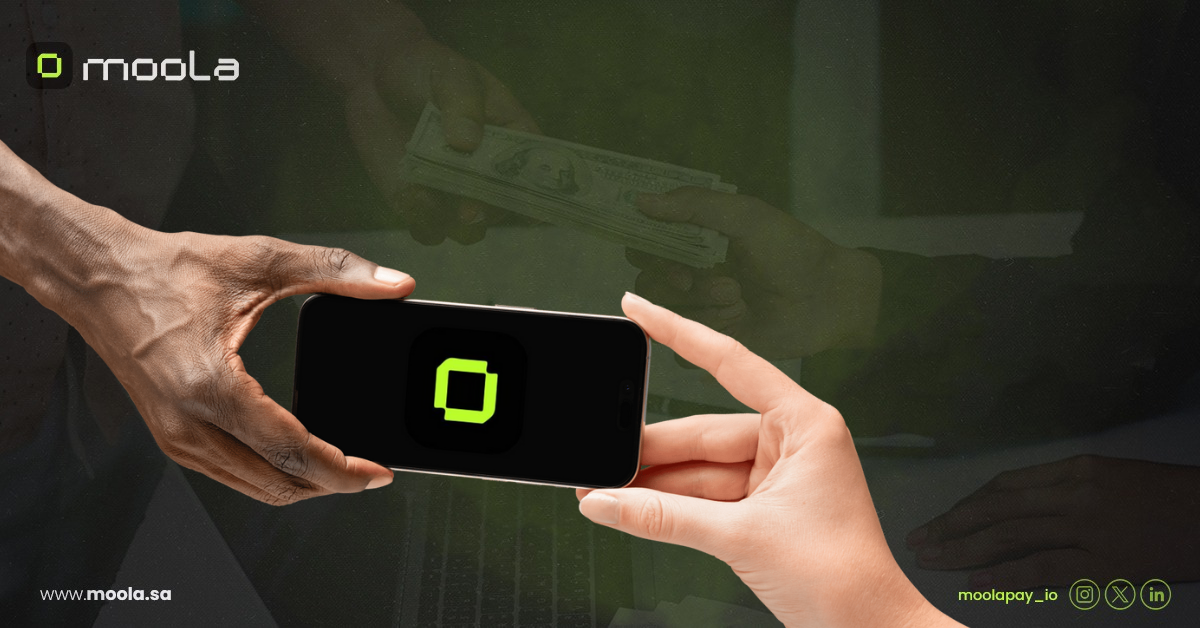 Hands holding a tablet displaying financial data with text highlighting how Bayt Al Jaleed cut manual expense work by 80% and boosted financial transparency by 90% using Moola in 12 weeks.