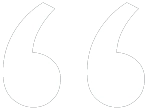 White stylized quotation marks icon on transparent background.