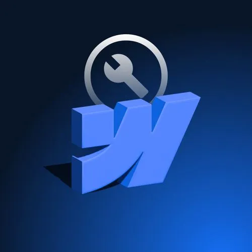 Immagine che rappresenta il servizio "Assistenza Webflow" con l'icona di una chiave inglese dietro il logo in 3D di Webflow