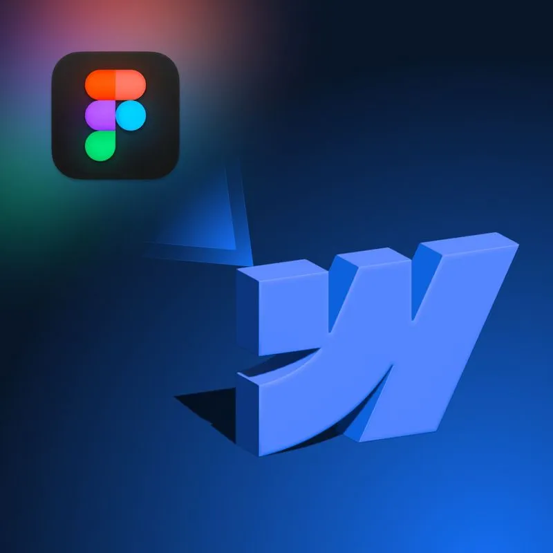 Immagine che rappresenta il servizio "Da Figma a Webflow" con i rispettivi loghi.