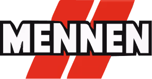 Mennen brand logo with two red diagonal stripes behind the white text.