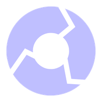 White loop shape on a light purple circular background.