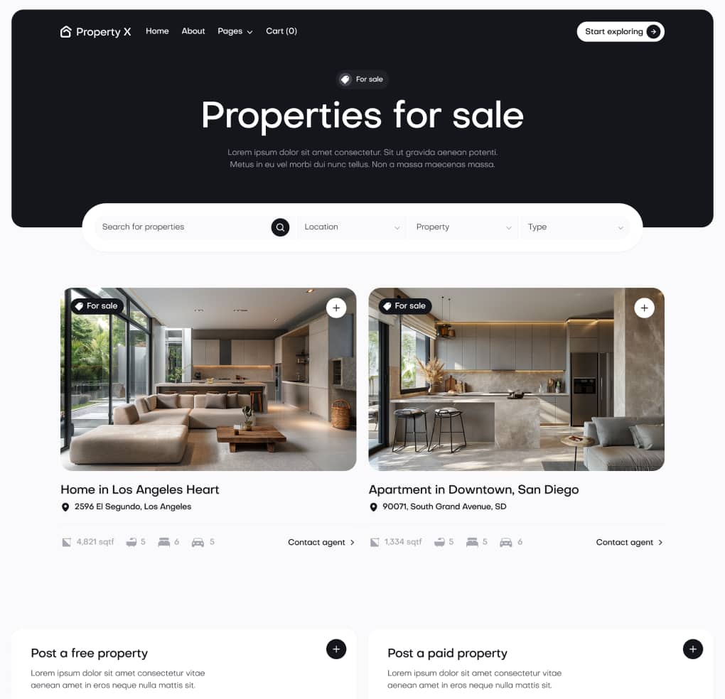 Property X - Properties by Type Page - Real Estate Webflow Template