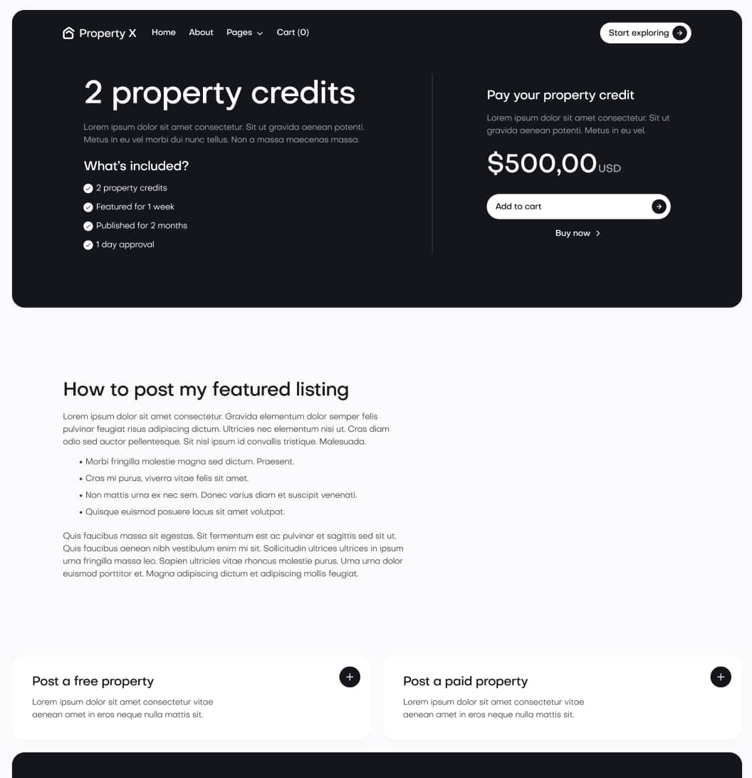 Property X - Pricing Single Page - Real Estate Webflow Template