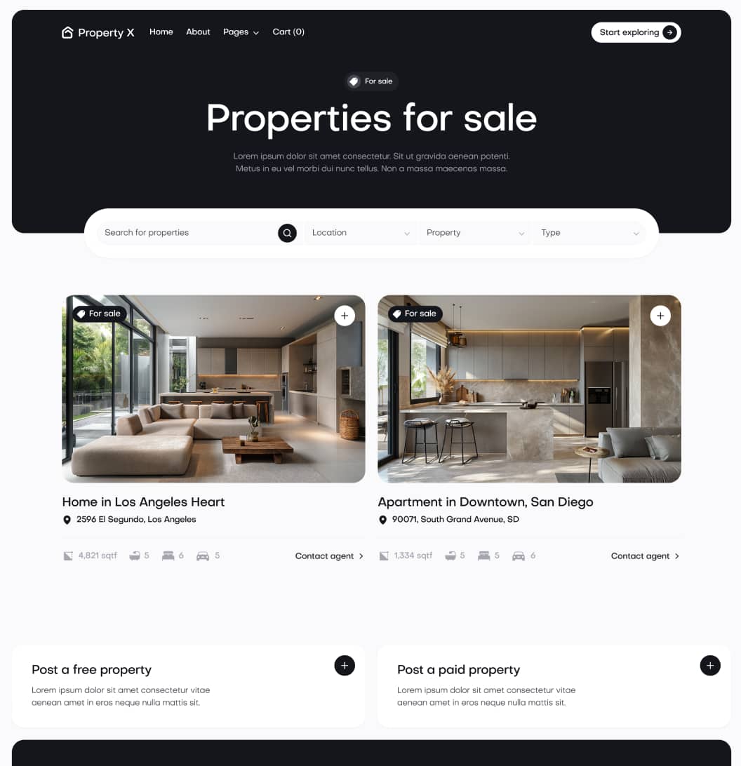 Property X - Properties Page - Real Estate Webflow Template