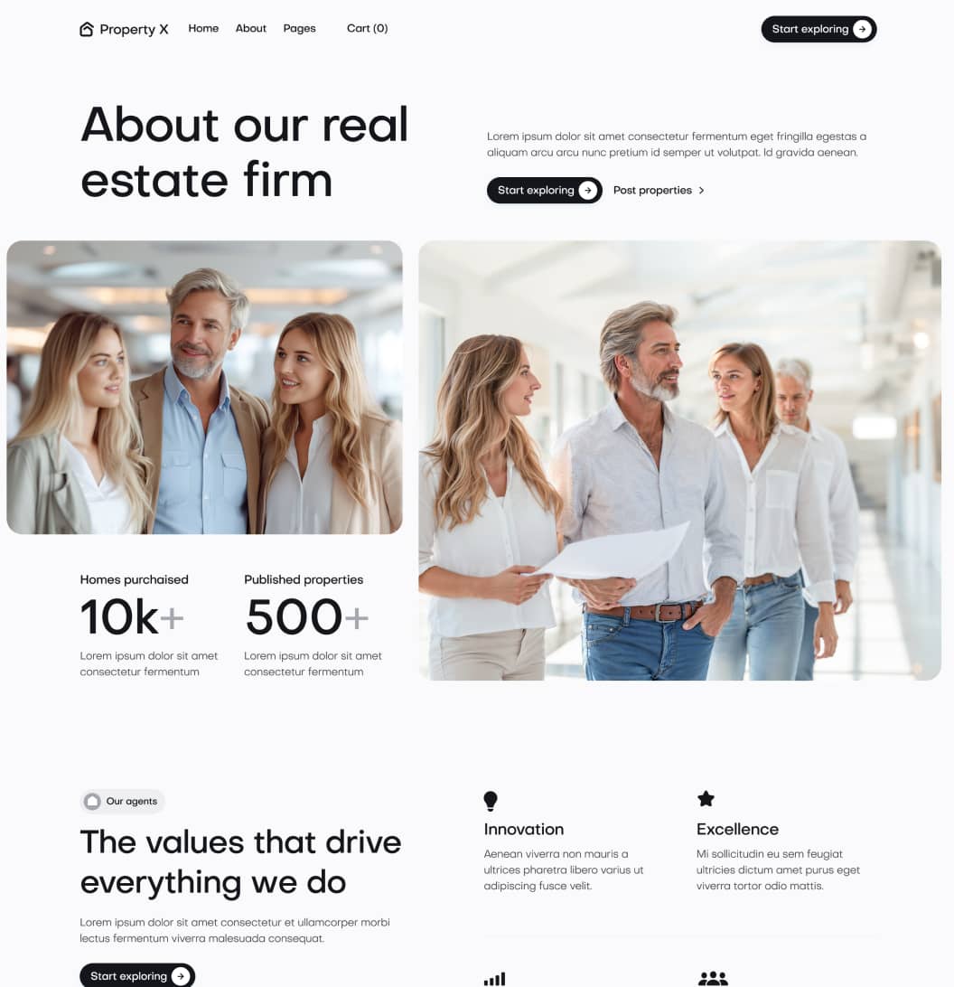 Property X - About Page - Real Estate Webflow Template