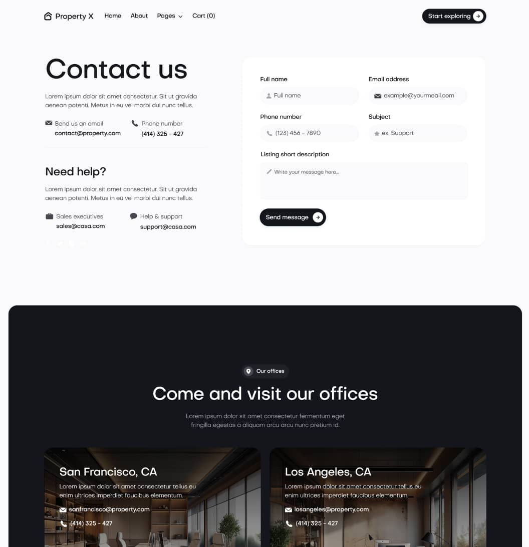 Property X - Contact V2 Page - Real Estate Webflow Template