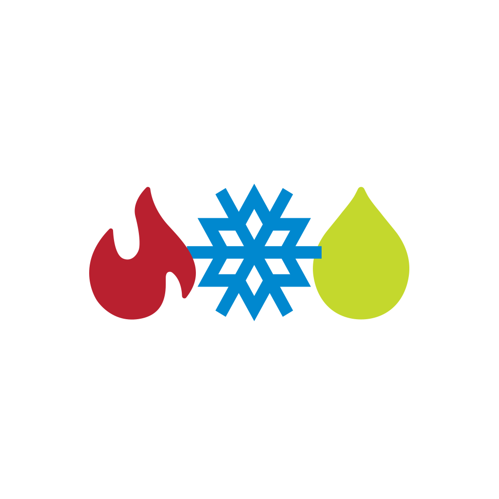 Icons of a red flame, a blue snowflake, and a green water droplet representing fire, cold, and water elements.
