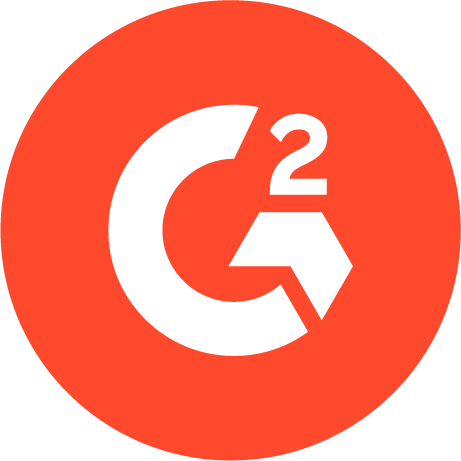 White stylized G with superscript 2 inside an orange circle.